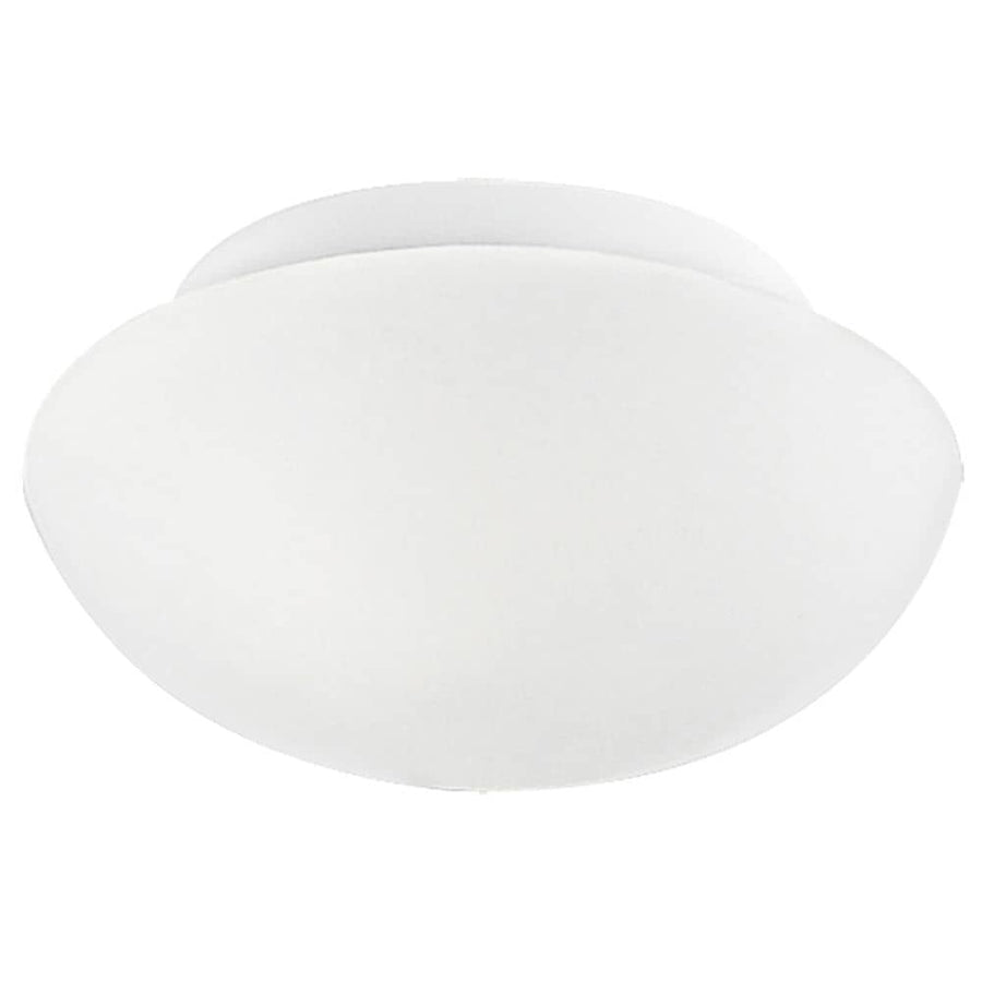 Applique murale ronde en verre opalin blanc, vue de trois quarts