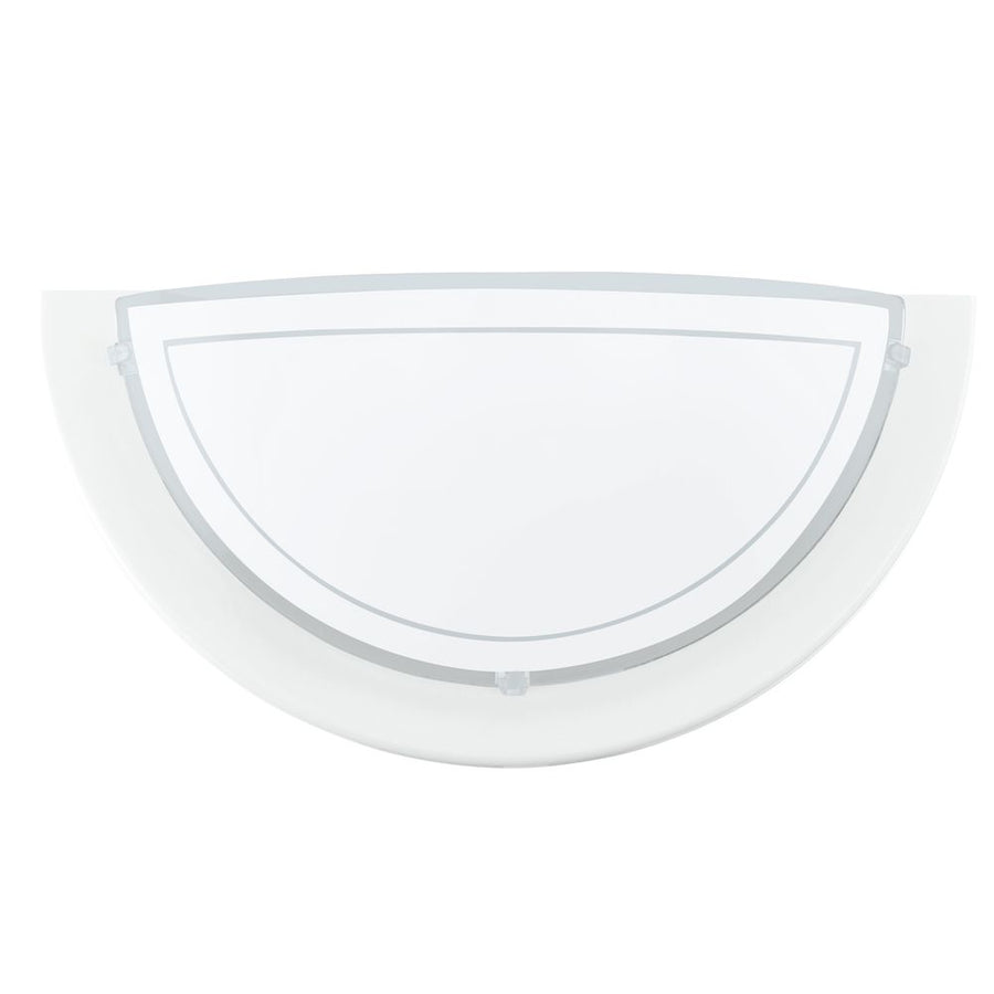 Applique murale demi-lune blanche avec verre transparent vue de face