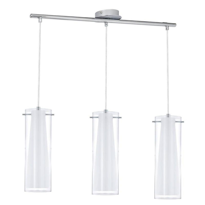 Suspension Pinto chromée, verre, H 110 cm (89833)