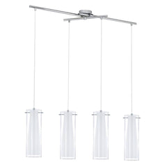 Suspension Pinto chromée, verre, H 110 cm (89834)