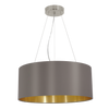Suspension Maserlo 3 lumières dorée, tissu