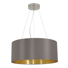 Suspension Maserlo 3 lumières dorée, tissu