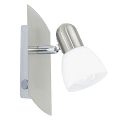 Spot Enea nickel et blanc mat, verre, L 19 cm