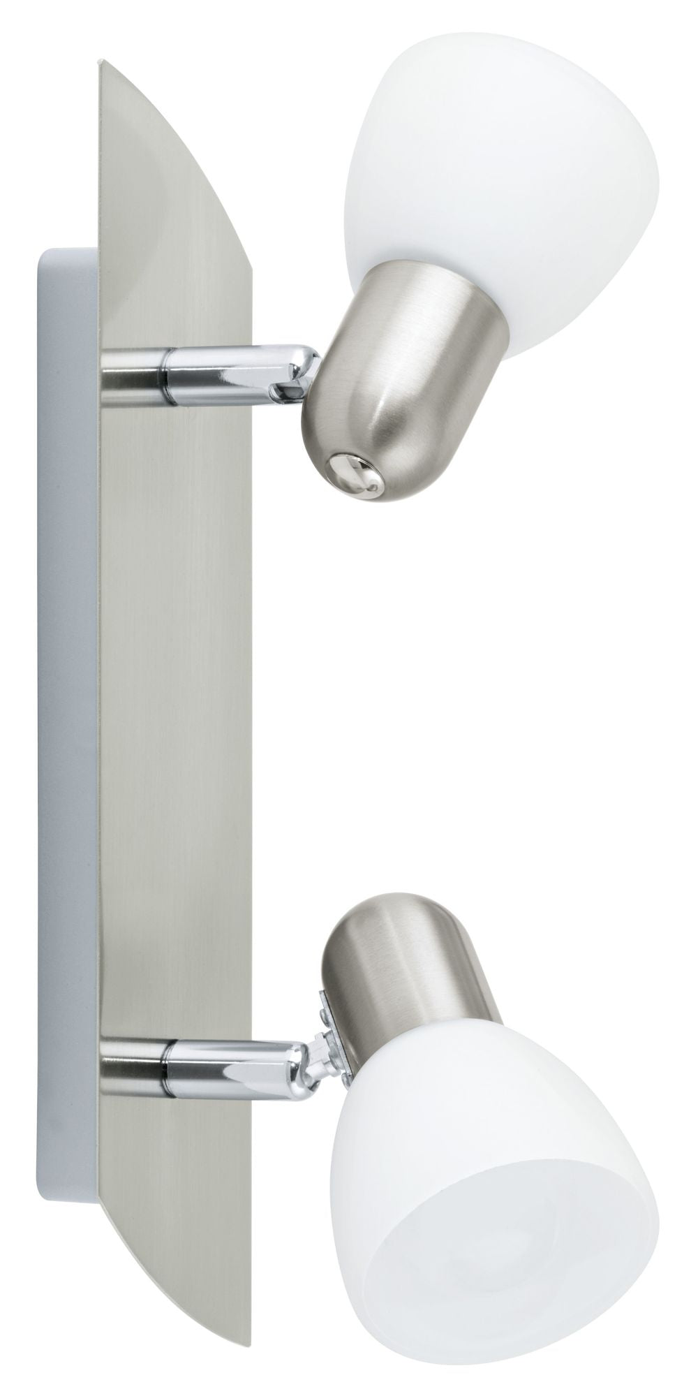 Spot Enea nickel et blanc mat, verre, L 30 cm