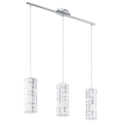 Suspension Bayman chromée et blanche, verre