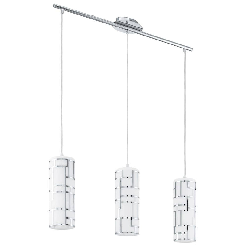Suspension Bayman chromée et blanche, verre