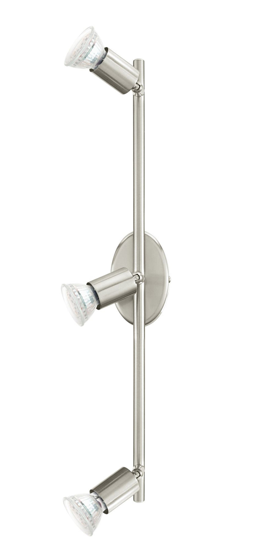 Vue en angle du luminaire vertical et de ses trois têtes orientables