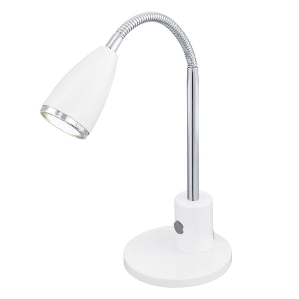 Lampe à poser Fox blanche et chromée