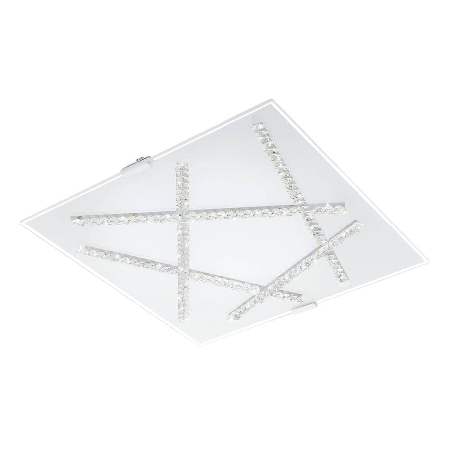 Panneau mural rectangulaire blanc vu de face, strilles de cristal en étoile