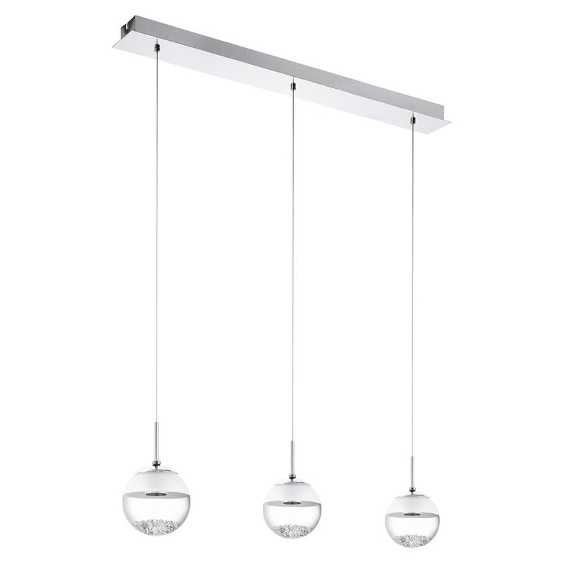 Suspension Montefio 1 chromée et blanche, cristal