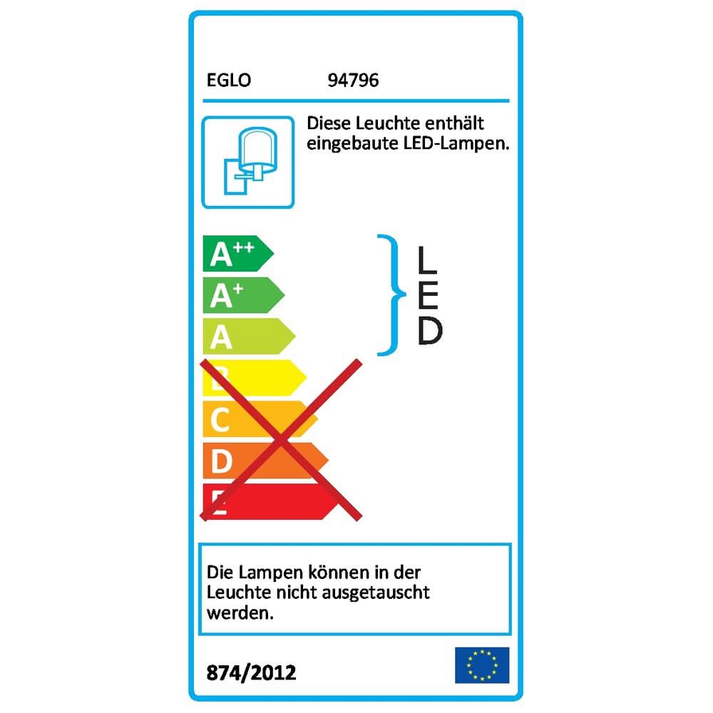 Étiquette énergie européenne d'une lampe LED intégrée, classe A++ non remplaçable