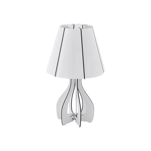 Lampe à poser Cossano bois et blanche, H 45 cm