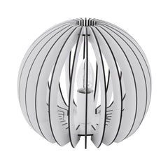 Lampe à poser Cossano bois et blanche, Ø 26 cm