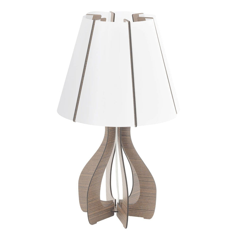 Lampe à poser Cossano bois et marron, H 45 cm