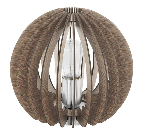 Lampe à poser Cossano bois et marron, Ø 26 cm