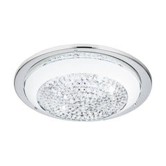 Plafonnier Acolla chromé et blanc, cristal