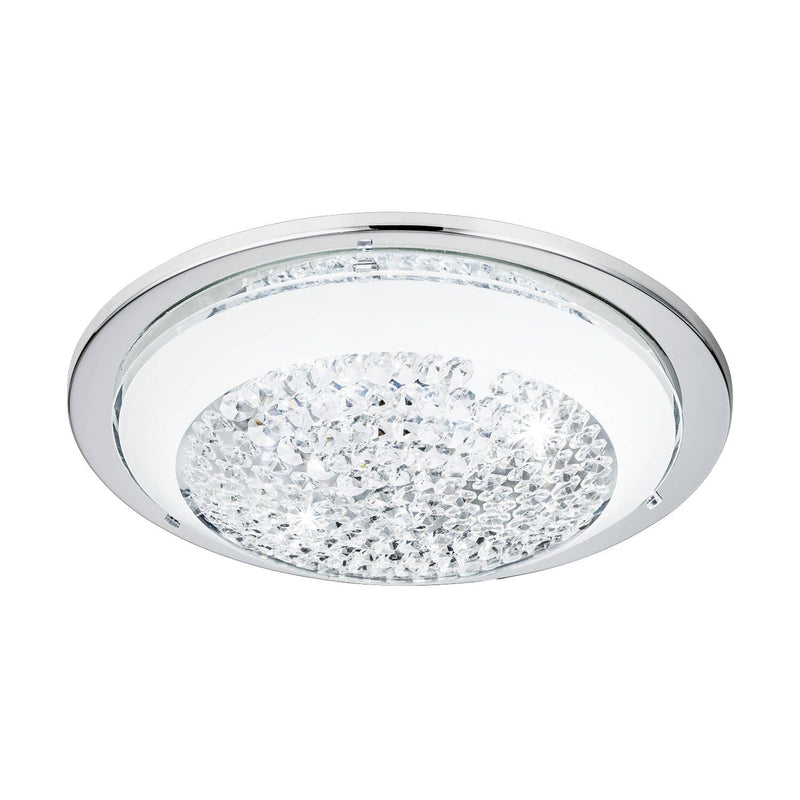 Plafonnier Acolla chromé et blanc, cristal