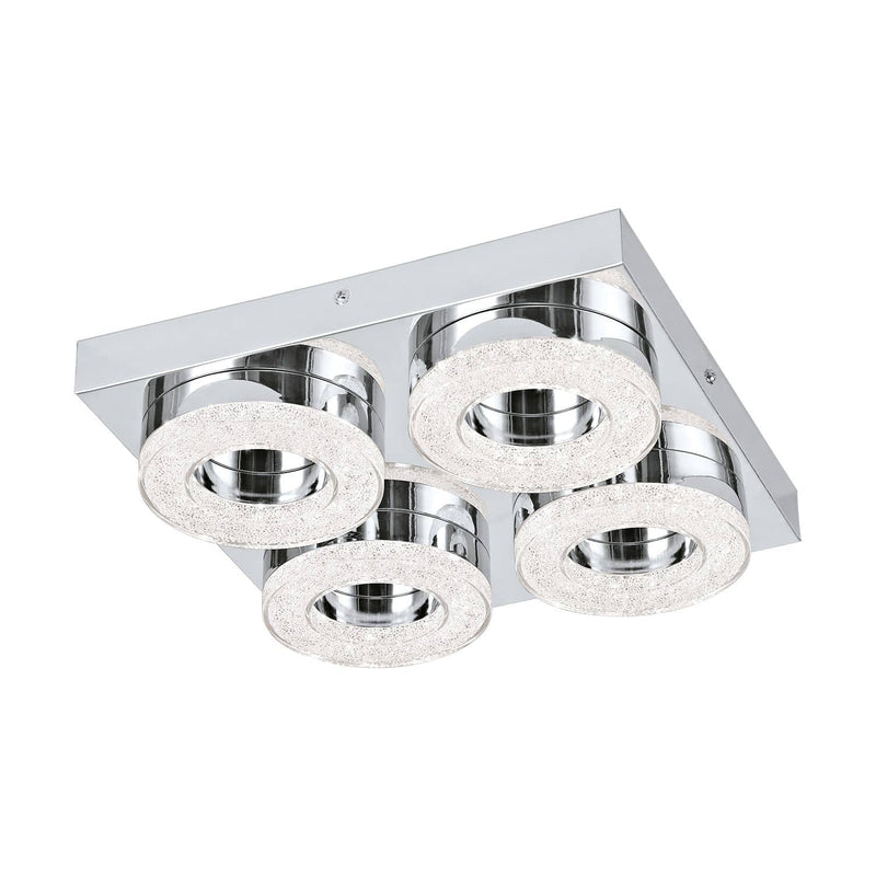 Plafonnier Fradelo chromé, cristal, L 28 cm