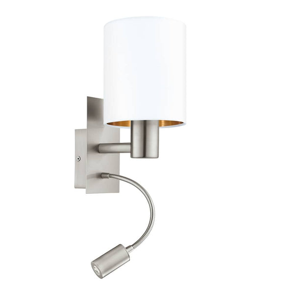 Applique murale Pasteri nickel et blanche, tissu (96484)