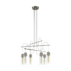 Suspension Zacharo nickel et transparente, verre