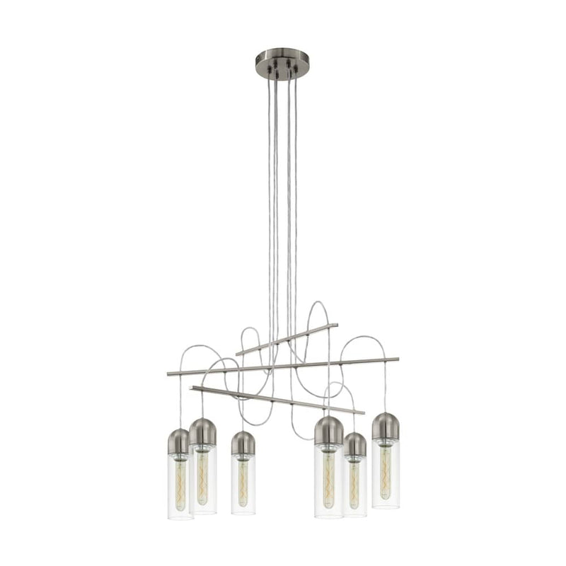 Suspension Zacharo nickel et transparente, verre