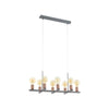 Suspension Adri 1 8 lumières grise et or rose
