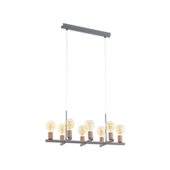 Suspension Adri 1 8 lumières grise et or rose