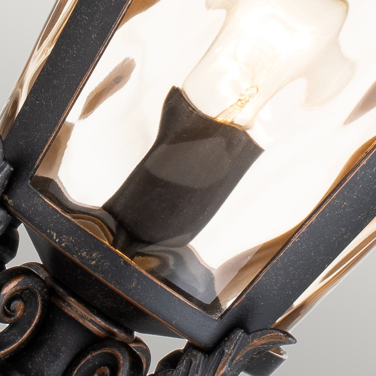 Lampadaire extérieur Baltimore bronze, verre, H 68 cm