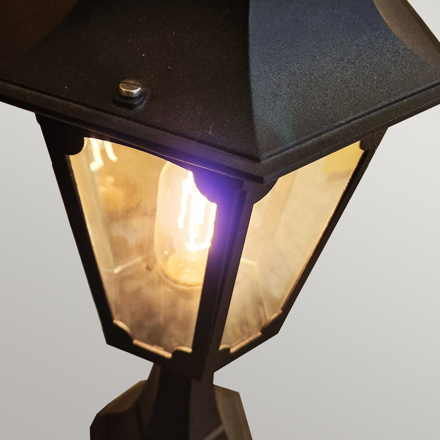 Lampadaire extérieur Chapel noir, verre, H 50 cm