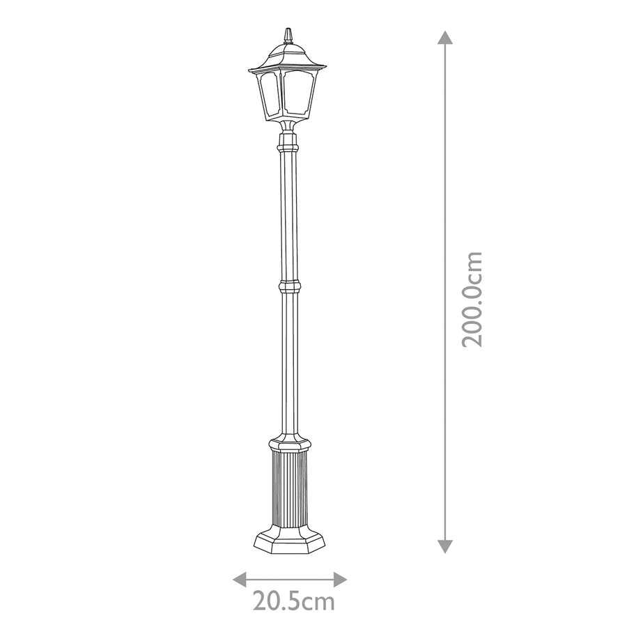 Lampadaire extérieur Chapel noir, verre, H 179 cm