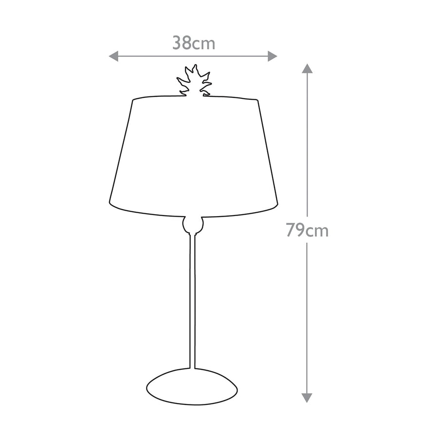 Schéma technique coté avec 38 cm de large et 79 cm de haut