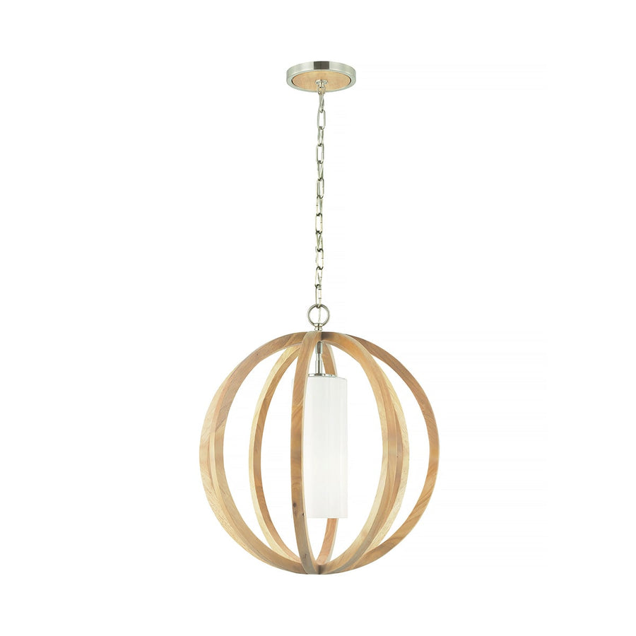 Vue d'ensemble de la suspension avec sa longue chaîne et son support plafond
