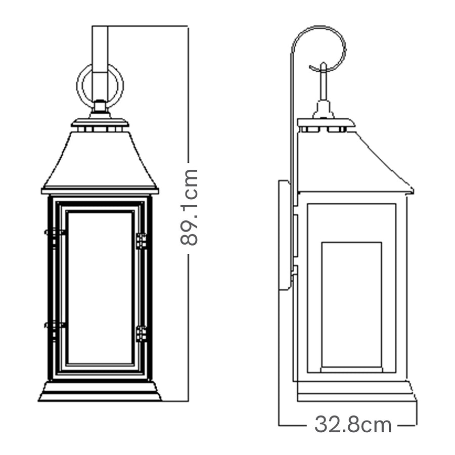 Schéma technique coté : hauteur totale 89,1 cm et profondeur 32,8 cm