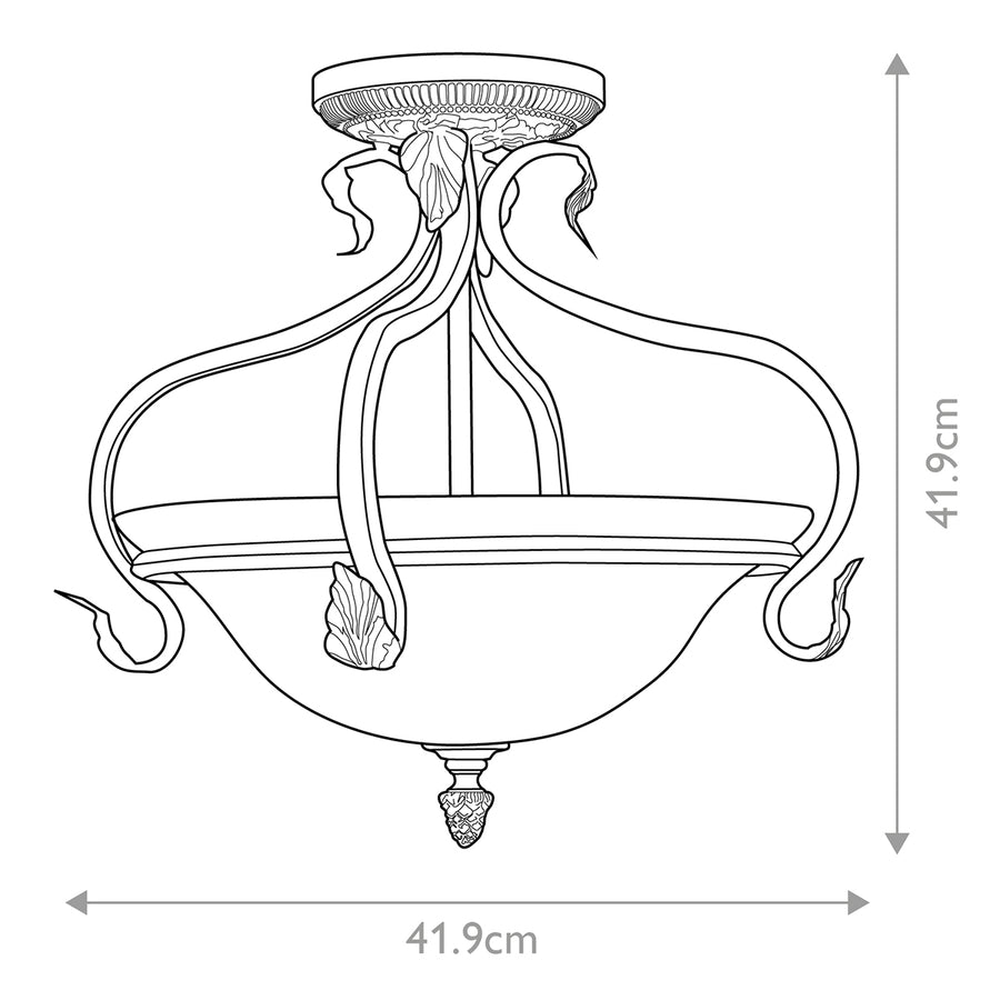 Schéma de dimensions du luminaire, hauteur et largeur de 41,9 cm
