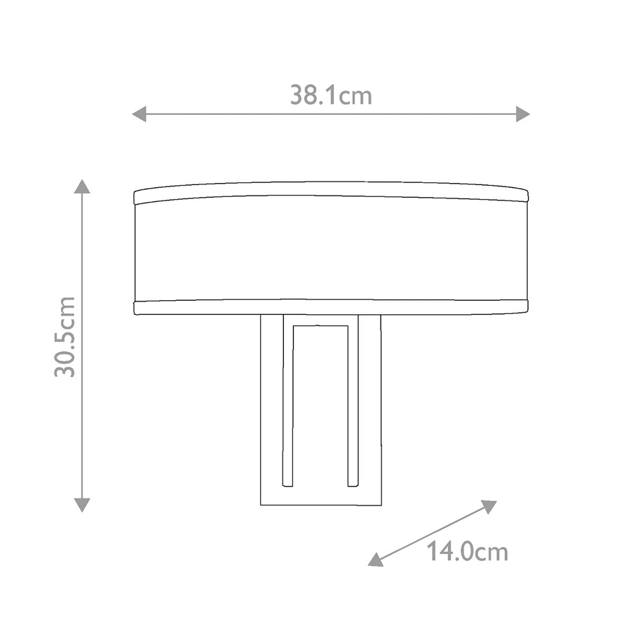 Schéma technique coté indiquant largeur, hauteur et profondeur de l'applique