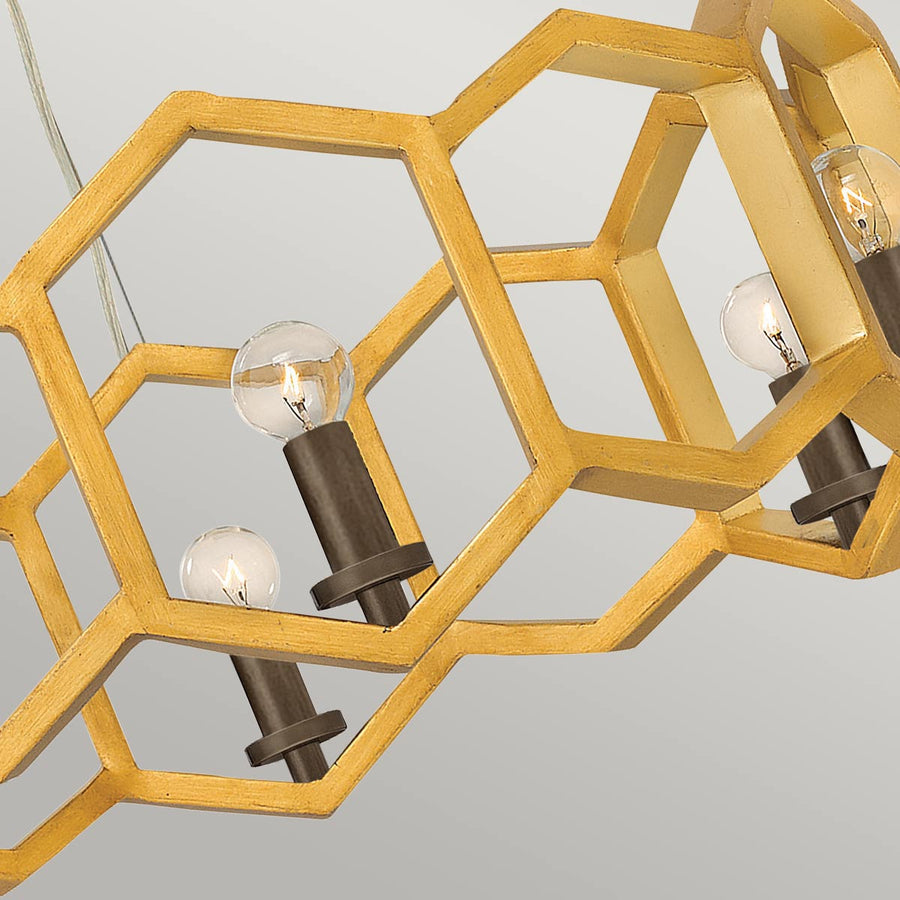 Suspension Moxie 6 lumières dorée, Ø 76,9 cm