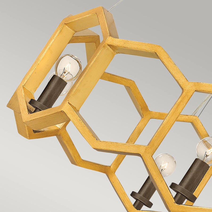 Suspension Moxie 6 lumières dorée, Ø 76,9 cm