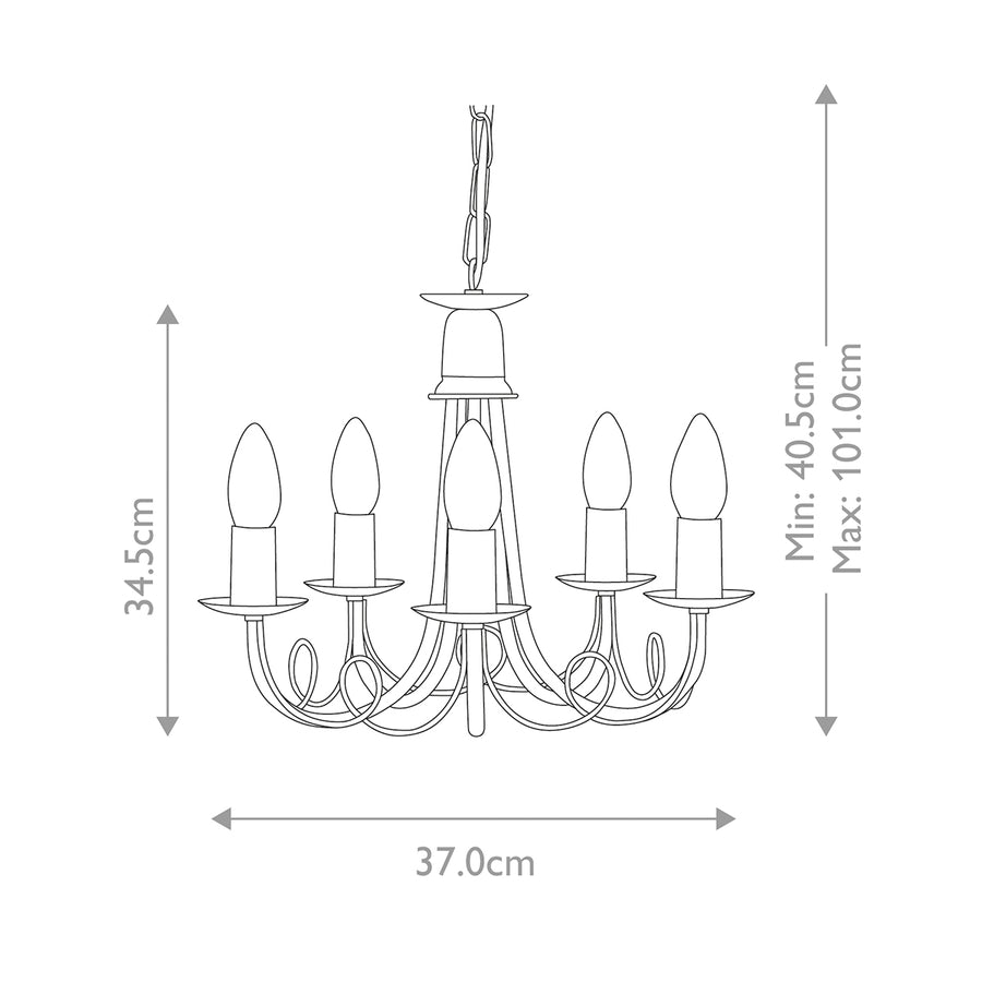 Schéma coté : 37 cm de large, hauteur réglable de 40,5 à 101 cm