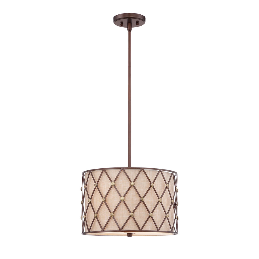 Suspension Brown Lattice 3 lumières cuivrée, lin