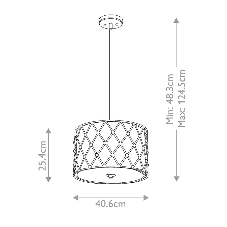 Suspension Brown Lattice 3 lumières cuivrée, lin