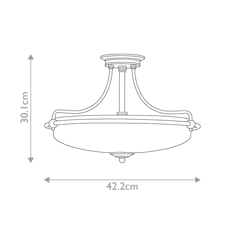 Schéma coté du luminaire avec hauteur et diamètre indiqués