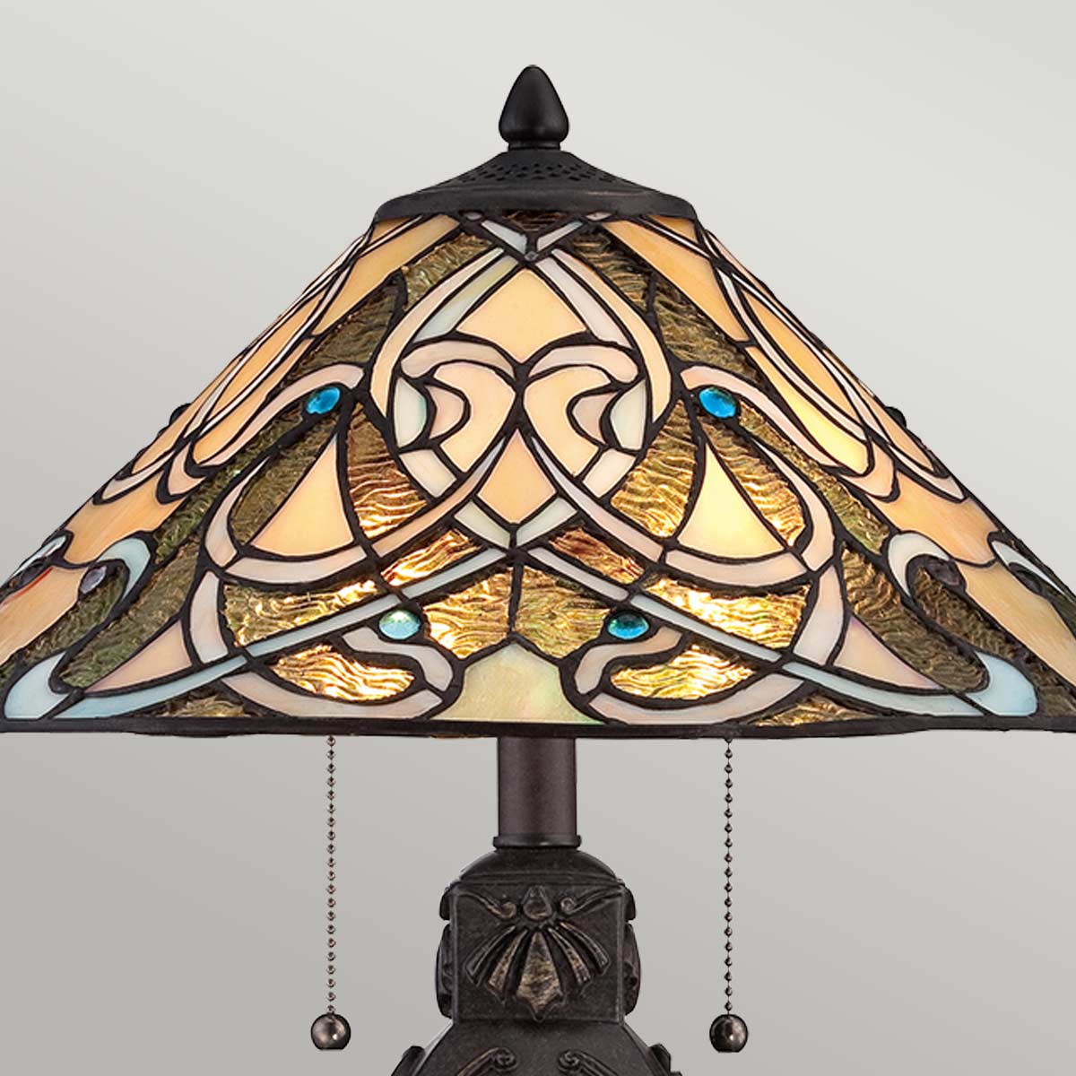 Lampe à poser India 2 lumières bronze, verre