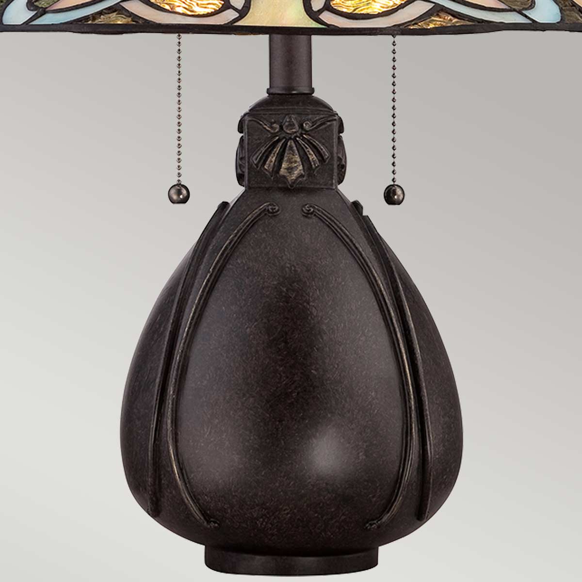 Lampe à poser India 2 lumières bronze, verre