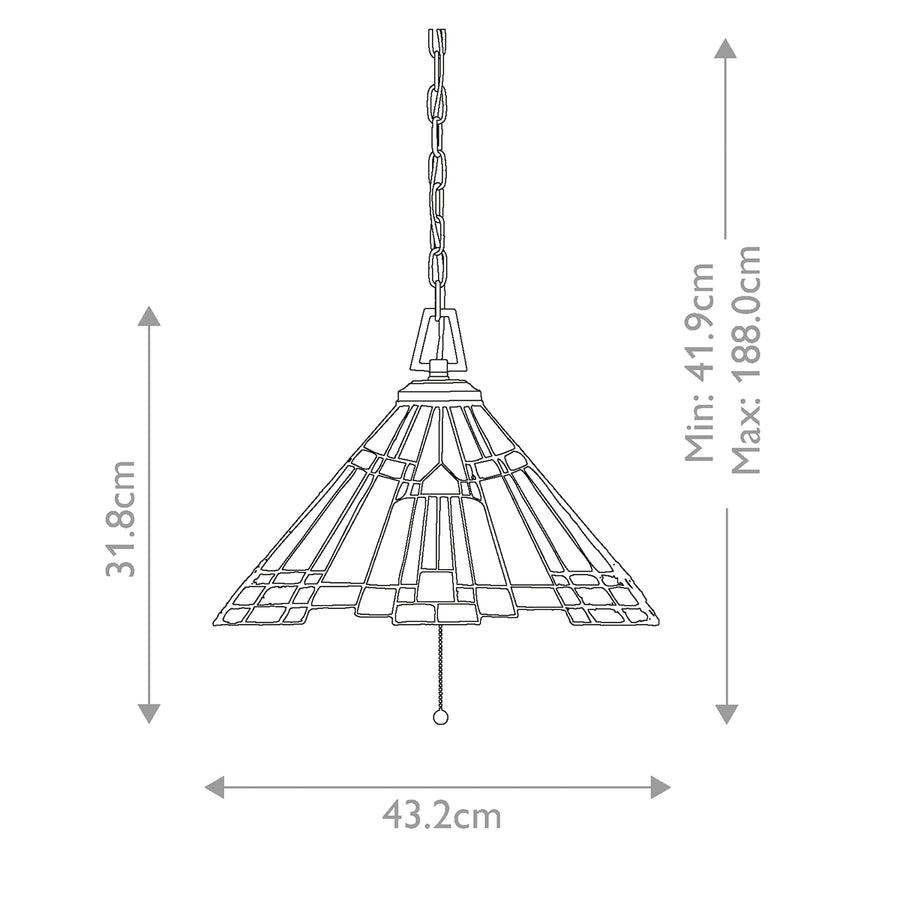 Schéma coté du luminaire avec dimensions de hauteur et diamètre.