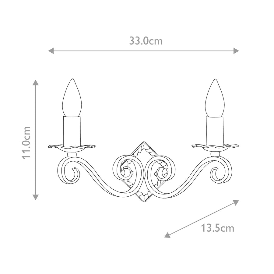Schéma de dimensions : largeur 33 cm, hauteur 11 cm, profondeur 13,5 cm