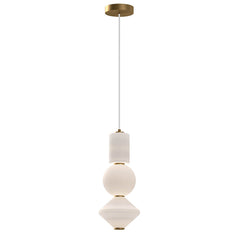 Suspension Bijou dorée vieillie et opale, verre