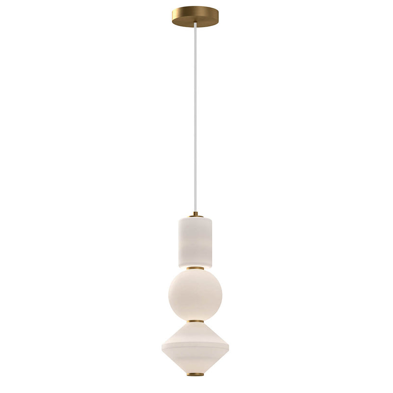Suspension Bijou dorée vieillie et opale, verre