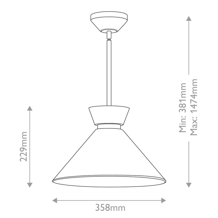 Suspension Halston noire mat et opale, verre