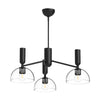 Lustre Jude 3 lumières noir mat et transparent, verre