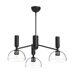 Lustre Jude 3 lumières noir mat et transparent, verre